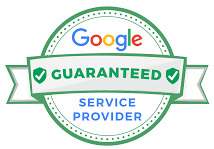 Google Guaranteed service provider badge with green ribbon and checkmarks