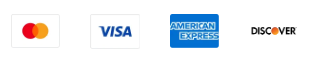 Mastercard, Visa, American Express, and Discover payment logos on white background